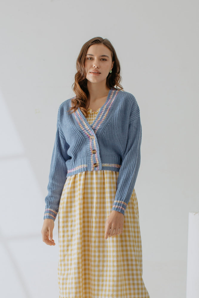 
            
                Load image into Gallery viewer, Rebecca Knit Cardigan In Blue
            
        