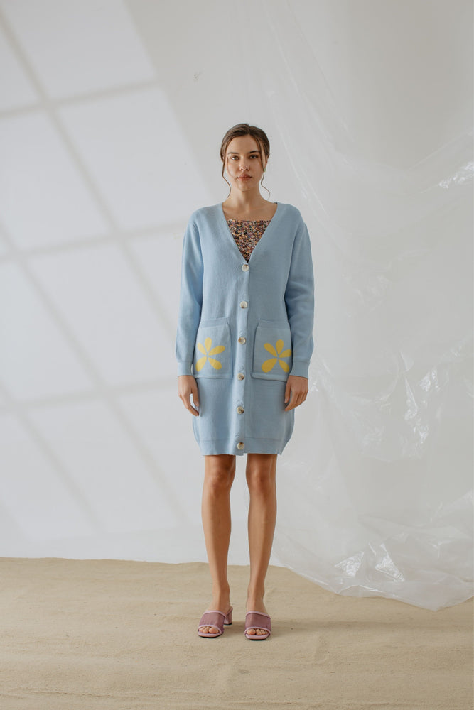 
            
                Load image into Gallery viewer, Quelene Knit Cardigan In Blue
            
        