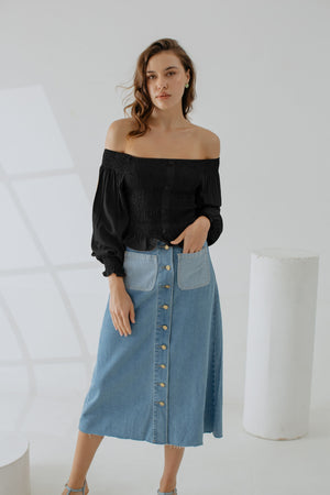 
            
                Load image into Gallery viewer, Michella Patrice Smock Top In Black
            
        