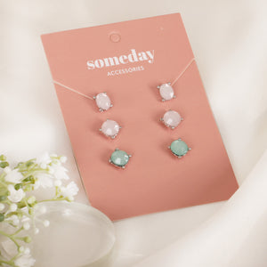 
            
                Load image into Gallery viewer, Three Stone Triset Earrings
            
        