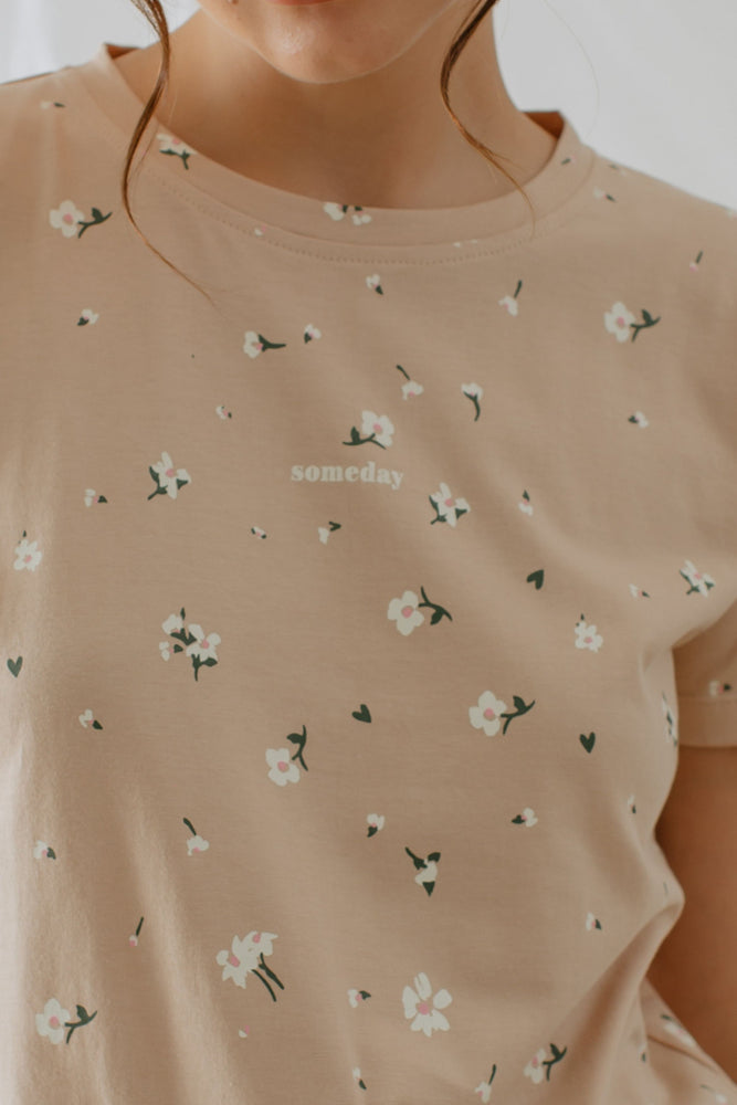 Not a Basic Floral Someday Tshirt In Brown