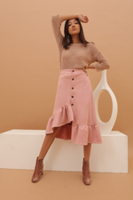 Carissa Pink Flare Suede Skirt