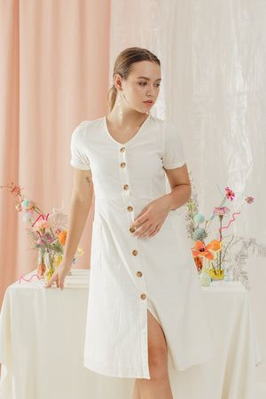 Cerise Pocket Dress In White