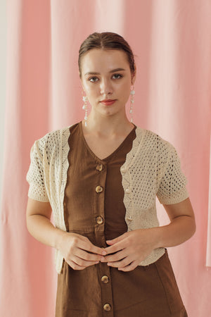 
            
                Load image into Gallery viewer, Danella Knit Cardigan Top In Creme
            
        
