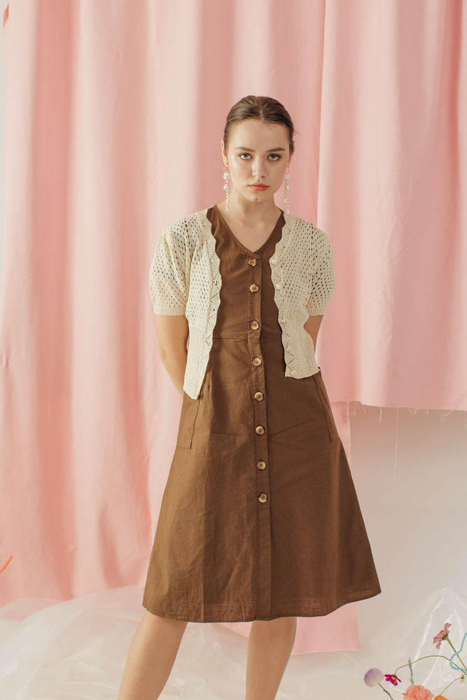 
            
                Load image into Gallery viewer, Cerise Pocket Dress In Brown
            
        