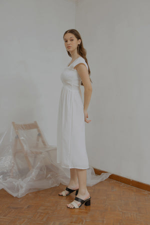 Ingrid Smock Dress in White