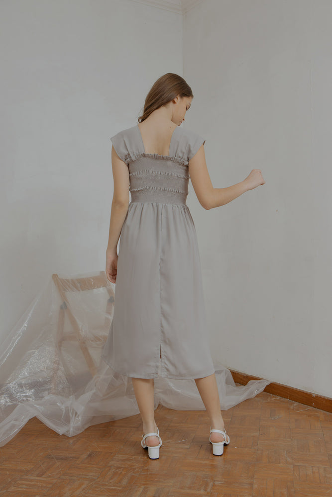
            
                Load image into Gallery viewer, Ingrid Smock Dress in Grey
            
        