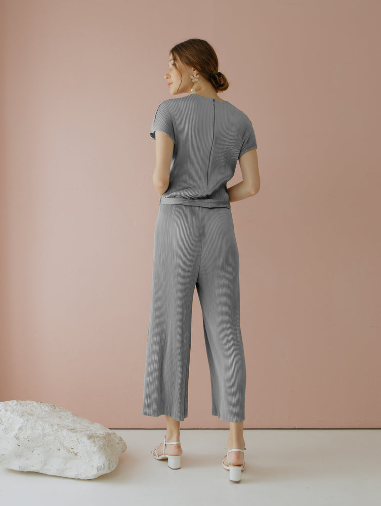 Velery Pleats Jumpsuit in Grey