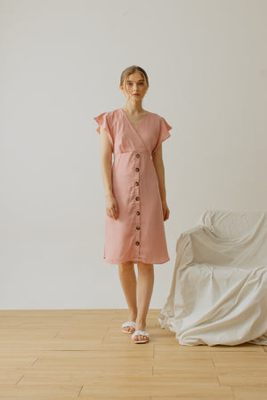 Alina Button Dress in Pink