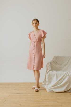Alina Button Dress in Pink