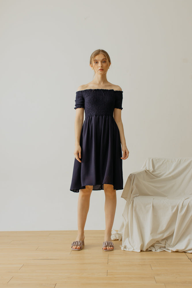 
            
                Load image into Gallery viewer, Maurice Smock Dress Navy
            
        