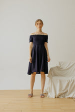 Maurice Smock Dress Navy