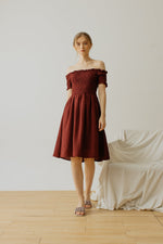 Maurice Smock Dress Maroon