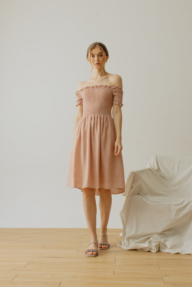 
            
                Load image into Gallery viewer, Maurice Smock Dress Dusty Pink
            
        