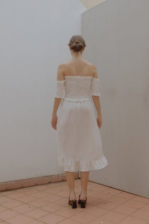 
            
                Load image into Gallery viewer, Athena Smock White Dress
            
        