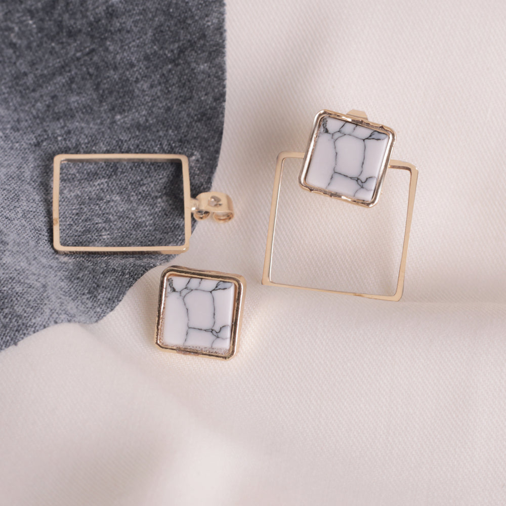 
            
                Load image into Gallery viewer, Alina Square Marble Earrings
            
        