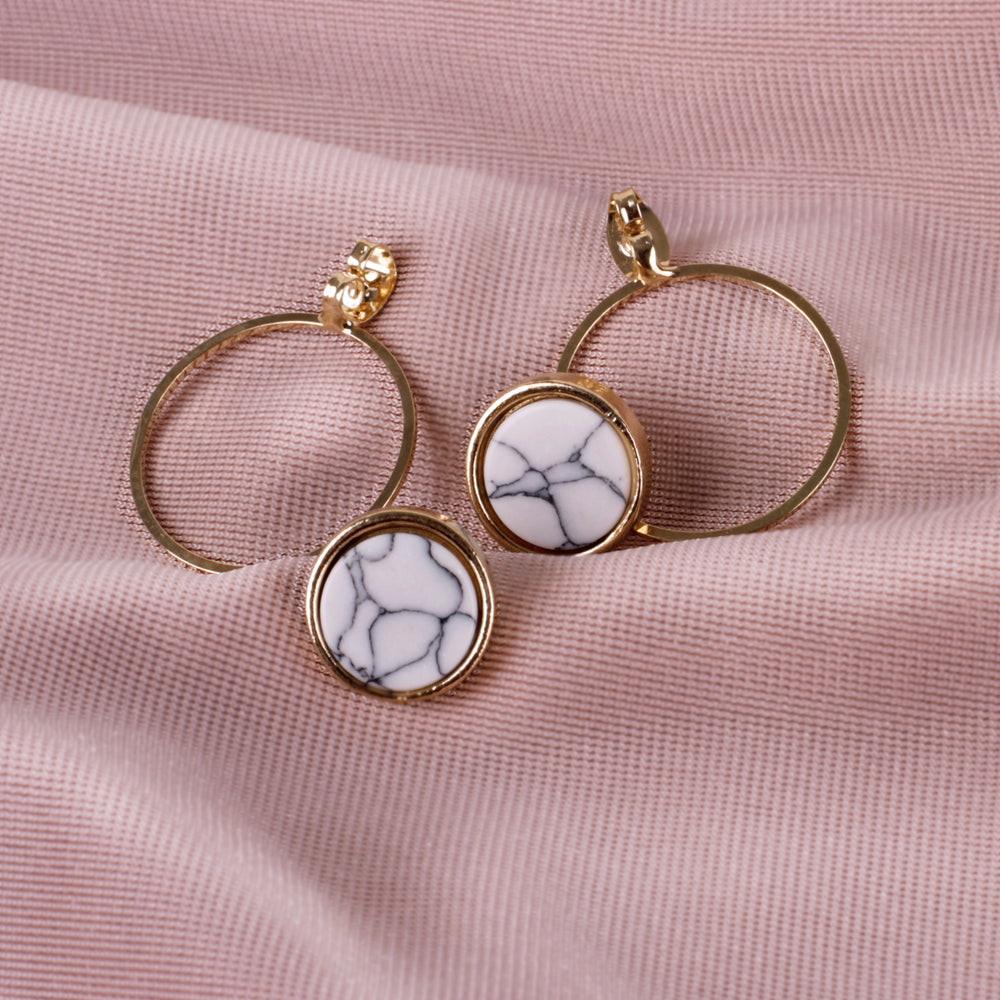 Round Gold Marble Earrings